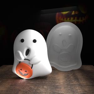 Silicone mold - Halloween ghost with pumpkin handbag